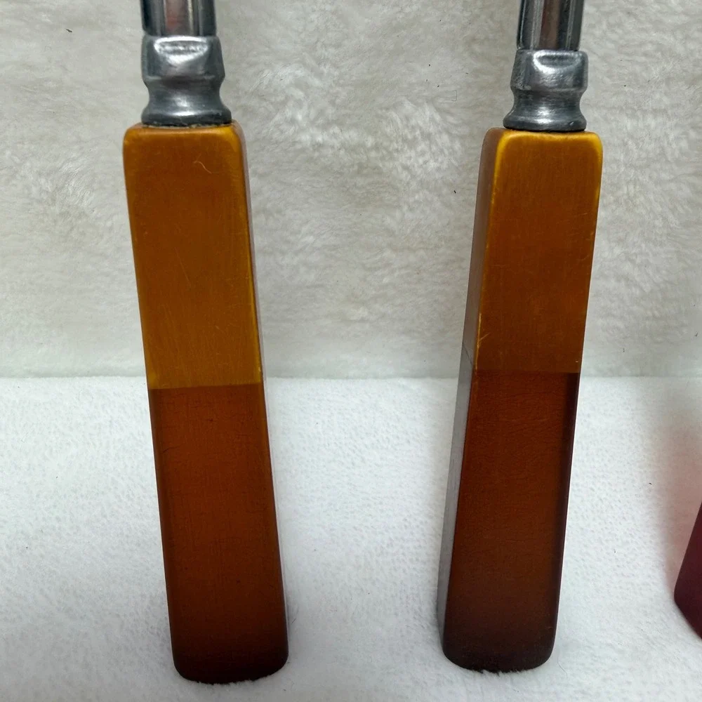Vintage Mid Century Spoons Mixed Color Two Tone Bakelite Handles Set‎ 3